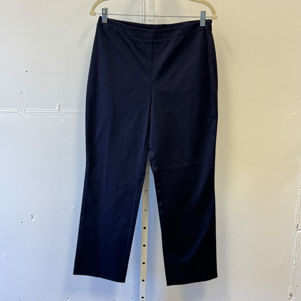 Y2K Ann Taylor Loft‎ Petites Navy Blue Lace Up Back Stretch Pants 10P Zip Leg